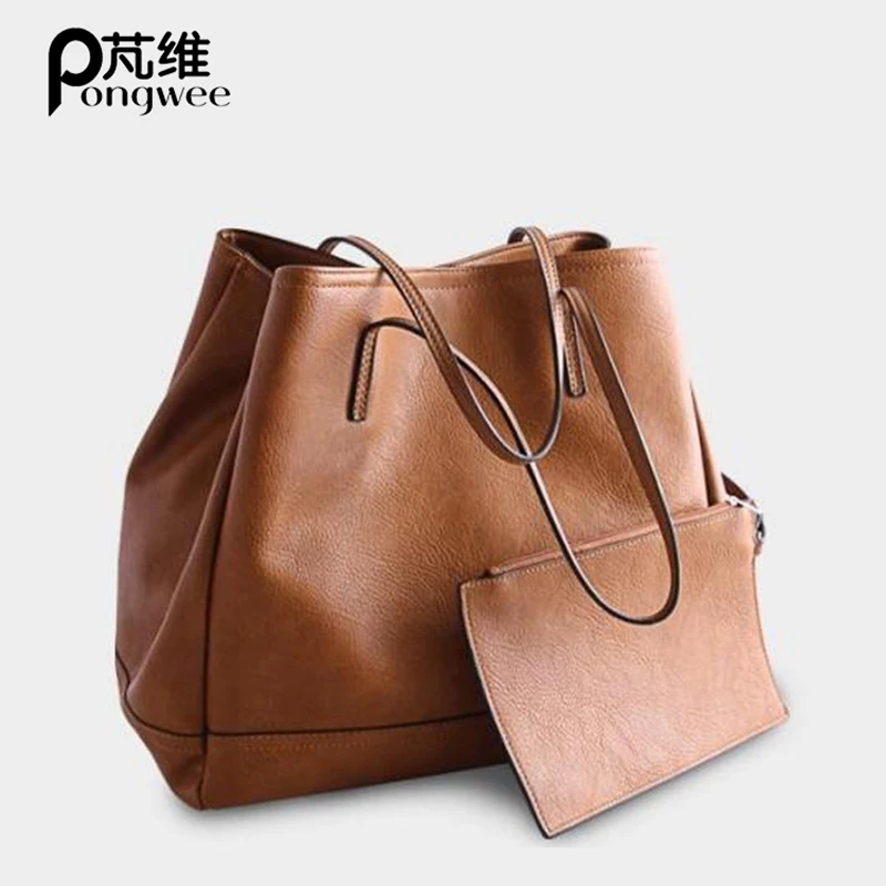 

PONGWEE 2018 New Sets Handbag Fashion Shoulder Bag For Women High Quality Composite Bag Large Capacity Totes Small Purse Bag