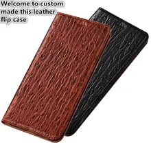 CJ14 Ostrich pattern genuine leather phone bag with card slot for OnePlus 7 Pro case for OnePlus 7 Pro(6.67′) flip case