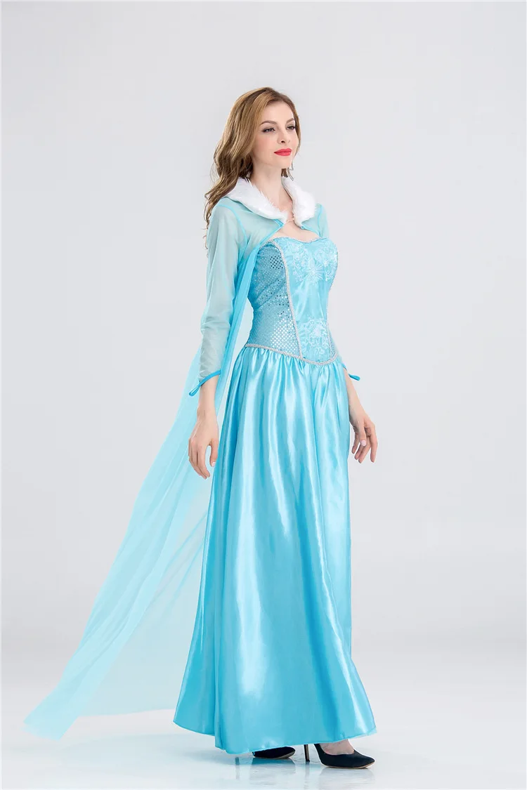 Снежная королева принцесса Анна Эльза Косплей Костюм длинное платье с плащом для женщин взрослых нарядное платье Хэллоуин карнавал костюмы для девочек