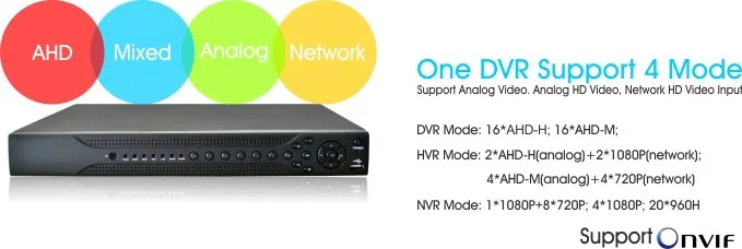 H.264 Hybrid 16ch NVR Главная 1080 P AHD DVR Регистраторы 16 каналов 2 SATA AHD DVR ONVIF 16ch