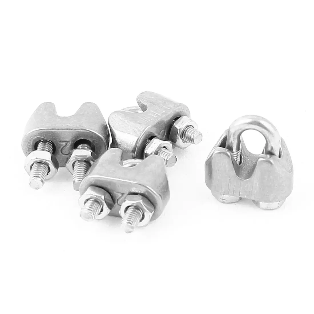 SHGO HOT 4pcs 2mm Stainless Steel Wire Rope Cable Clamp Fastener Silver