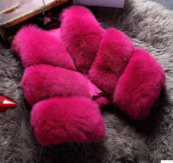 

New winter fashion Short paragraph Slim solid color gray black white color sleeveless woman top Fur vest