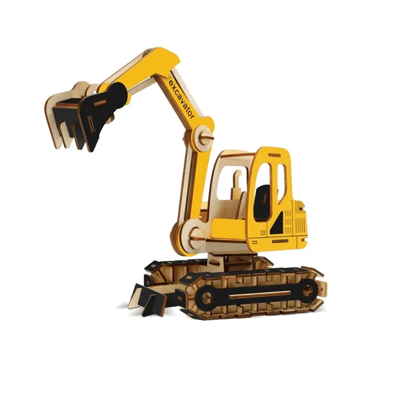 

Creative 3D Wooden Model Building Kits Mechanical Car Excavator Bus DIY Assembly Kit Model For Hobby Collector Kids Teens Toys