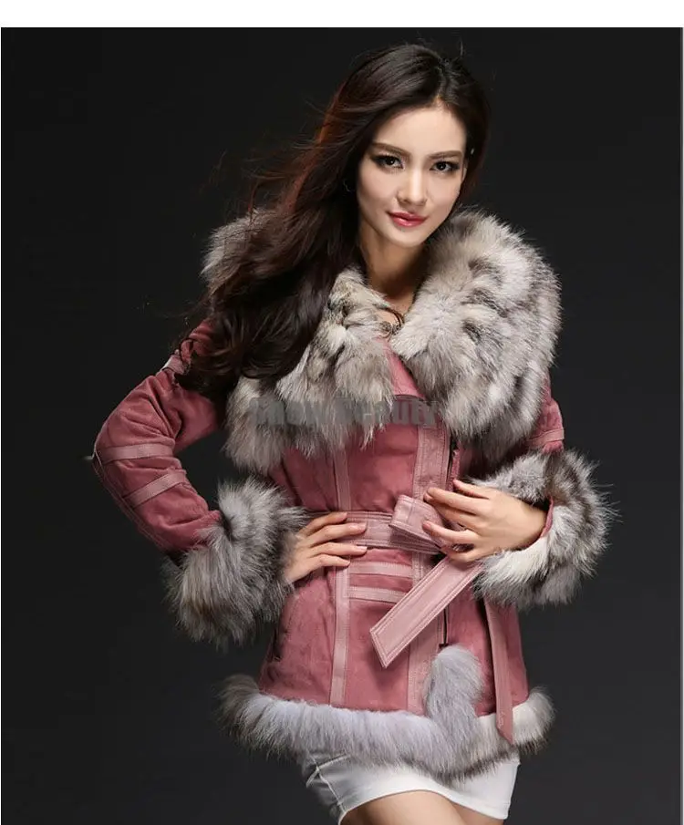 black Fourrure rubber Manteau Automne Veste De Réel Mode Hiver Courte Fox Porc Dame Chaud silver Conception Skinleather Collar khaki Silve 100 Avec Véritable Femmes Collar Col Pink Outwear camel qFB8P8