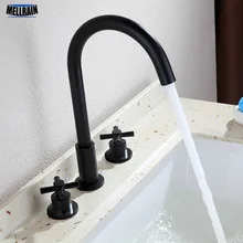 Quality Double Handles Bathroom Faucet Deck Mounted Widespread Basin Faucet Brass Water Mixer Tap Set free shipping gold clour double handles bathroom bidet faucet sex faucet mixer tap