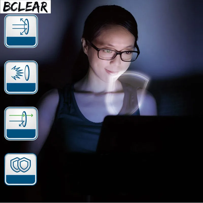 US $23.99 Bclear 156 Index Aspheric AntiBlue Ray Lenses Transitions Photochromic Lenses Single Vision Lens Summer Chameleon Gray Myopia