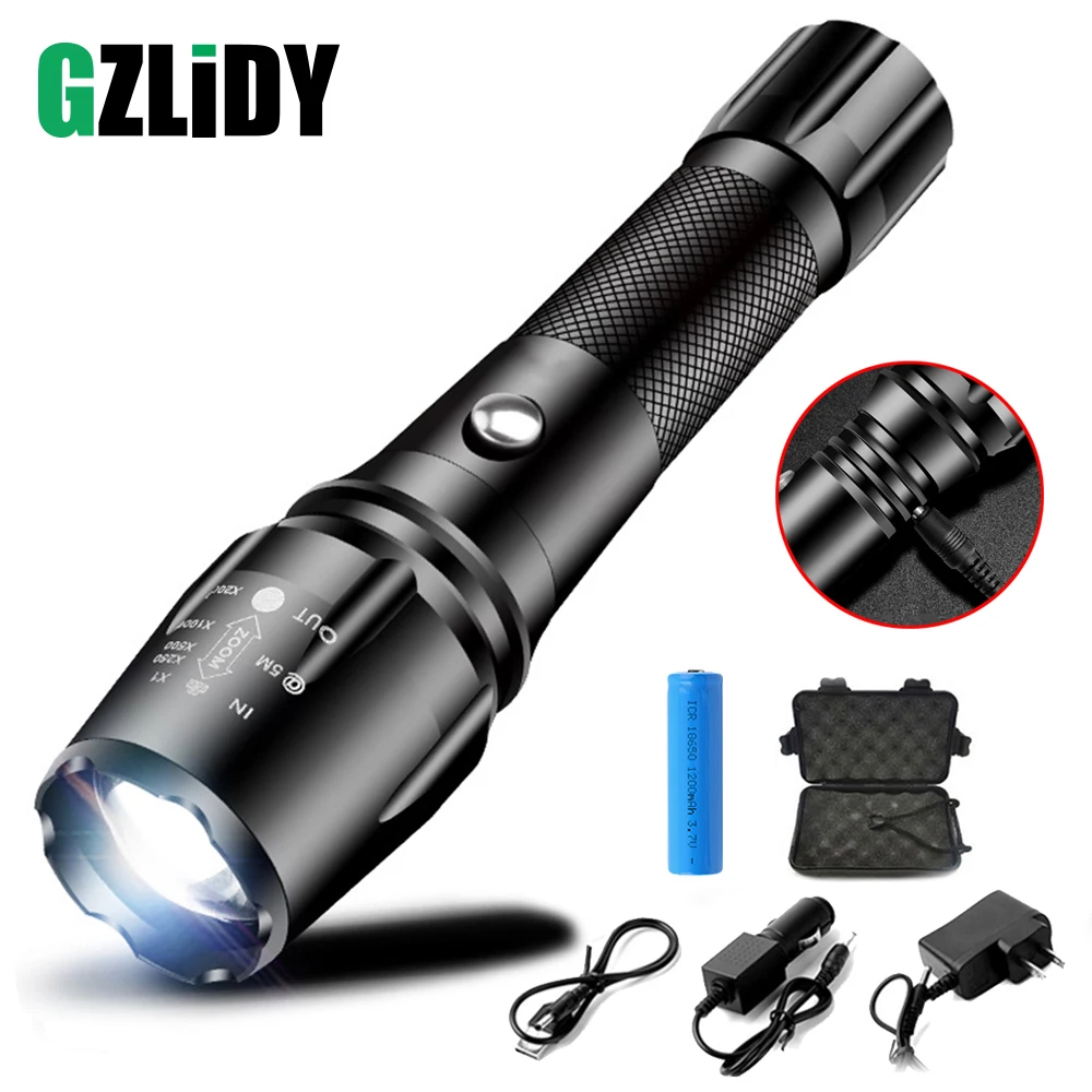 

Super bright LED flashlight 3 lighting mode torch support zoom waterproof use 18650 battery suitable for outdoor activity
