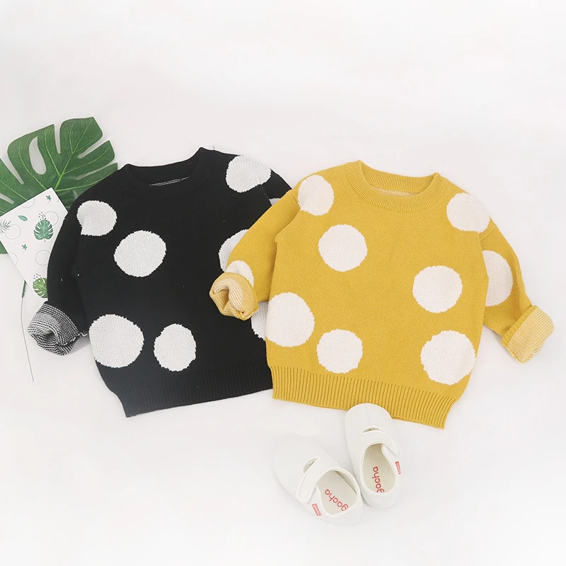 Blusas de Inverno do Bebê Blusas de Malha Moda Infantil Blusas Dot Meninos Meninas Crianças Pullover Roupas Casuais Meninos 0 5 Anos 5 inverno meninas suéteres de malha crianças pulôver