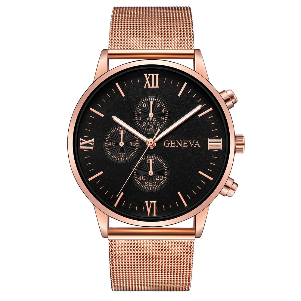 Geneva часы мужские спортивные чехол из нержавеющей стали кожаный ремешок Часы кварцевые Бизнес наручные часы relogio masculino reloj hombre Q - Цвет: G