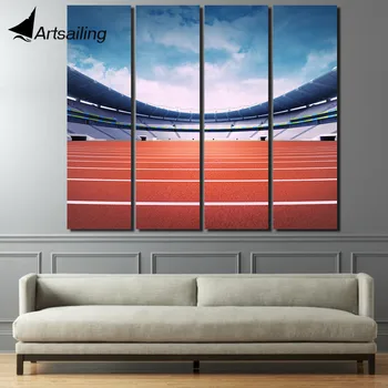 

4 piece Printed Sports court building Painting Canvas living room decoration poster picture Free shipping/up-1278D
