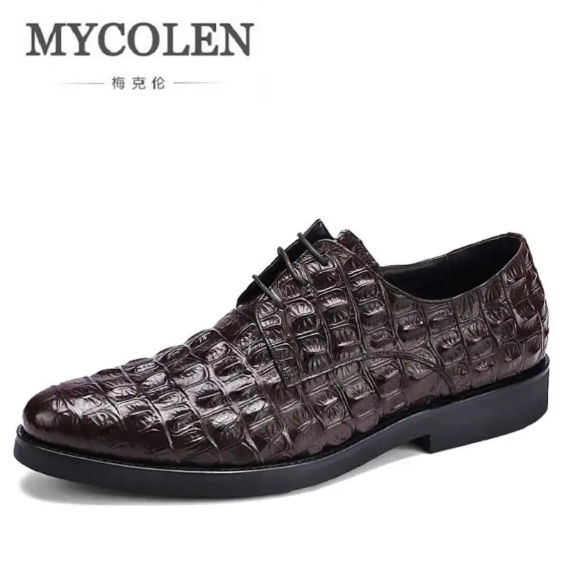 MYCOLEN New Arrived Brand Men Shoes Black Oxfords Shoes Crocodile Men Flat Business Formal Shoes Lace-up Men's Dress shoes mycolen men s dress shoes black brogue male soft wedding shoes lace up formal dress shoes new luxury brand tide men shoes