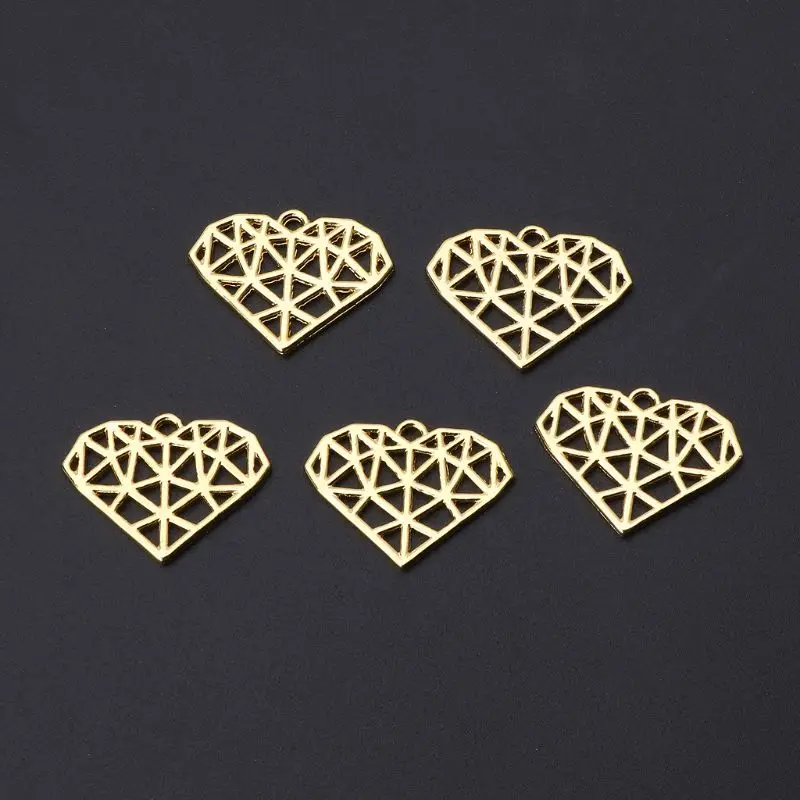 

5Pcs Diamond Heart Hollow Frames Pendant Open Bezel Setting Resin Jewelry Making