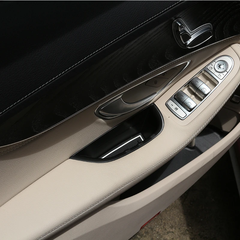 Для Mercedes Benz w205 C-Class GLC C180 C200 C260- дверные ручки коробка для хранения лоток Интимные аксессуары автомобиль-Стайлинг для LHD