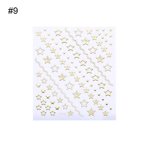 Переводные наклейки для ногтей с водой красивые 3D золотые буквы звезды геометрические маникюрные инструменты для обертывания ногтей Переводные картинки - Цвет: Szie C 9