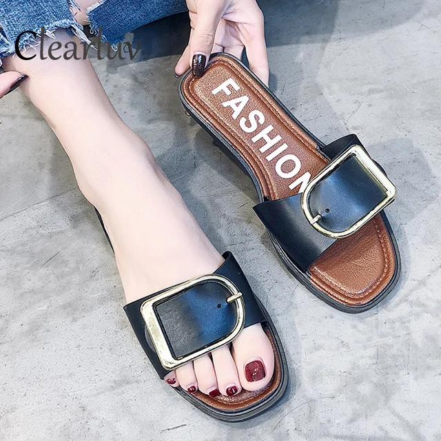 

2019 new best selling high quality fashion women's slippers summer flip flops PU open toe ladies beach sandals Large size 36-40