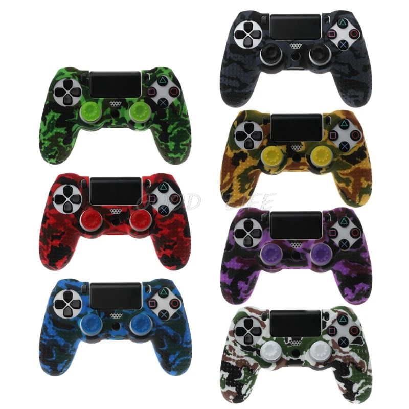 

Anti Slip Camo Silicone Case Cover With Grip Cap Joystick Caps Protective Cover For Playstation PS4 Controller
