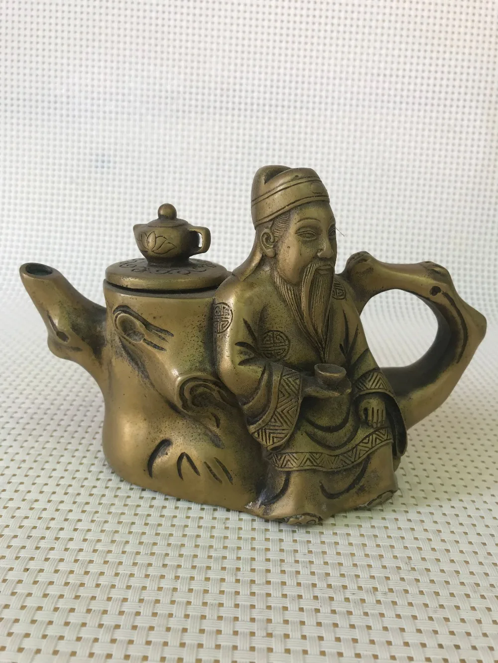Classic pure copper wealth / old man statue / teapot, hip flask, home