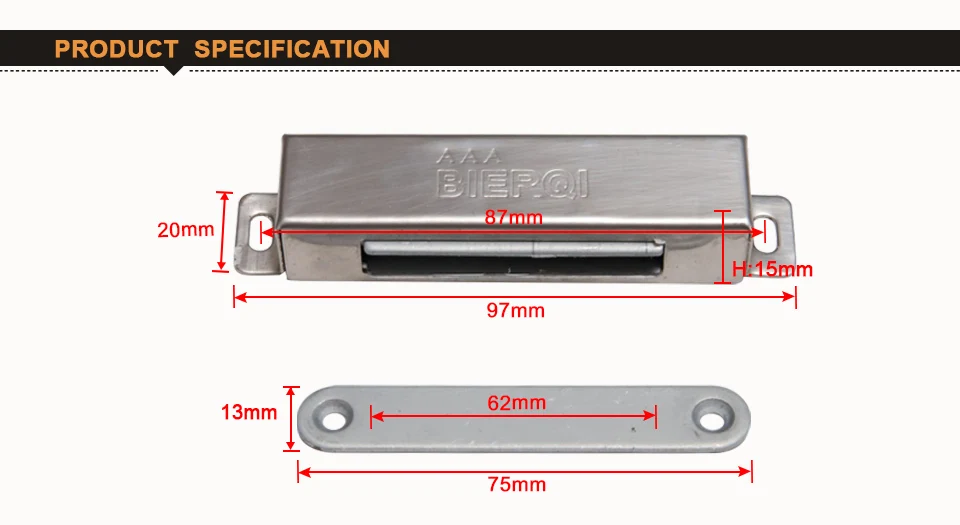 Магнитный доводчик двери из нержавеющей стали ловит Магнитный доводчик двери 97x20x15 мм магнитный ловит для дверцы шкафа