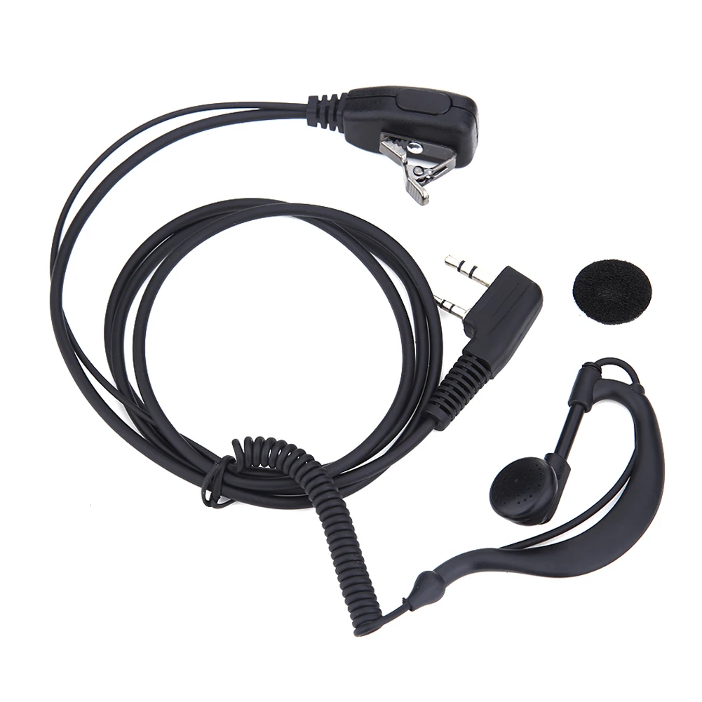 2 PIN Headset Earpiece PTT with Microphone Walkie Talkie Ear Hook Interphone Earphone for