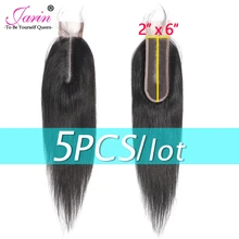 Массовая 5 шт./лот 2x6 перуанские прямые волосы парик с пробором посередине Человеческие волосы Remy натуральный черный цвет для женщин