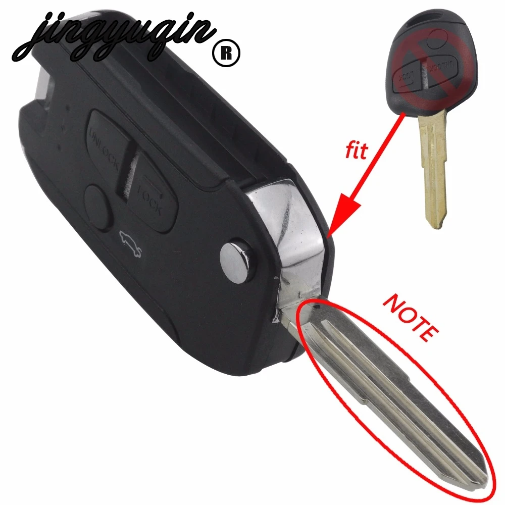 

jingyuqin 3 Button Folding Flip Remote Key Case shell Fob For MITSUBISHI Grandis Pajero Lancer EX Fob replacement (right groove)