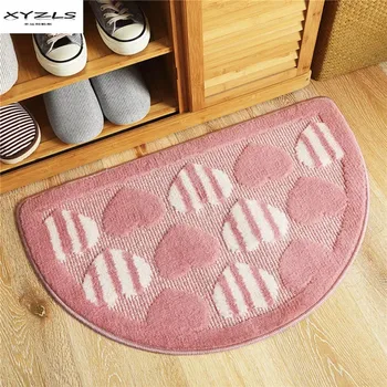 

XYZLS Half-round Heart Pattern Water Absorption Rugs for Bedroom Bathroom Anti-slip Floor Mats Kitchen Polyester Carpet 1PC