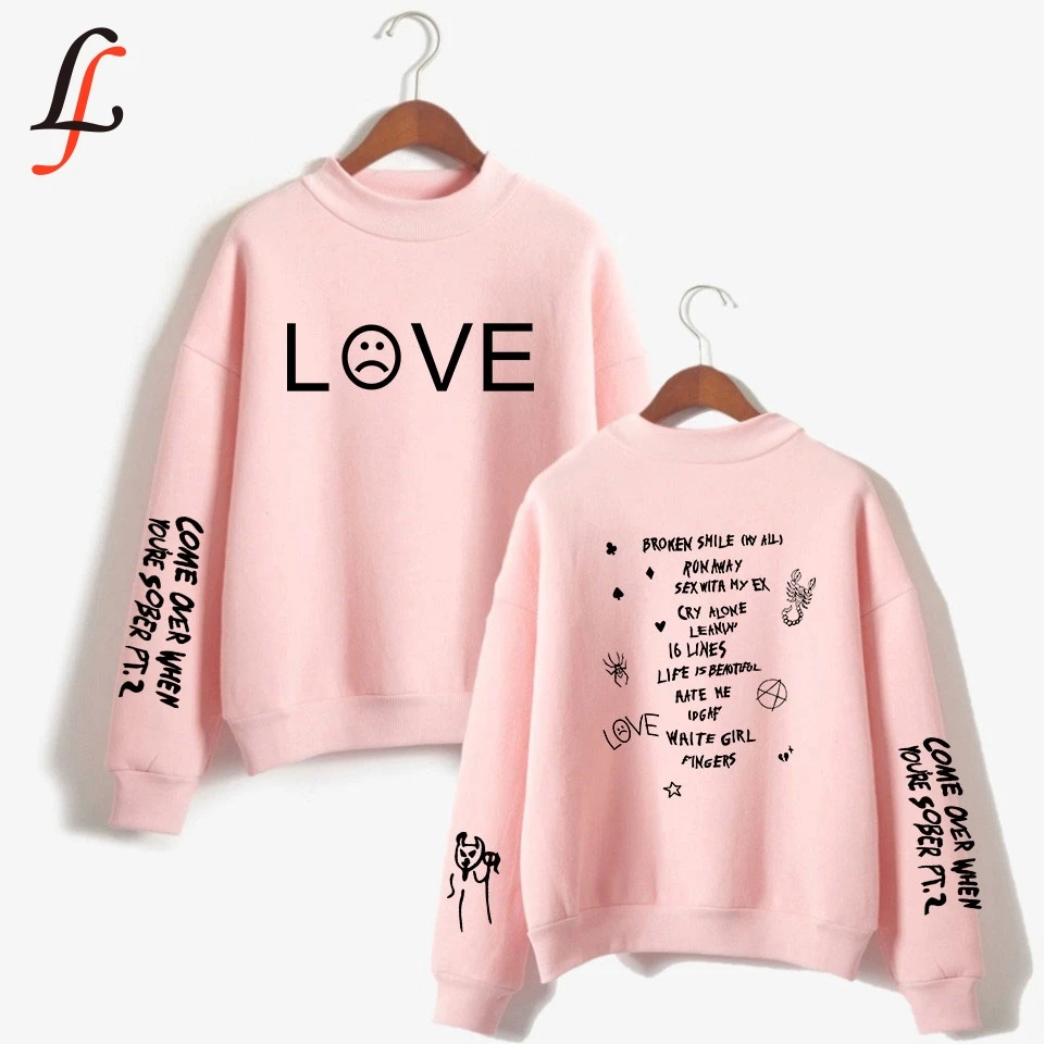 Толстовка с высоким воротником Lil peep harajuku Женская толстовка одежда оверсайз в