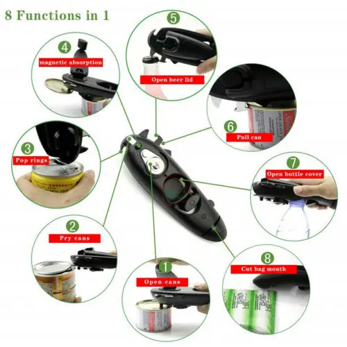 

Manual Opener Tool Multi functional New Black Heavy Duty Iron Tin Can Opener Cutter Comfort Handle Grip