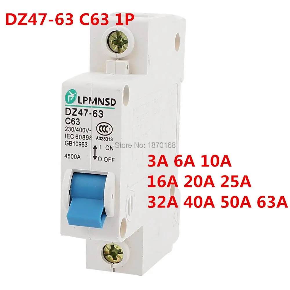 Electrical DC Disjoncteur 1 2 3 4 P 1A 2A 3A 4A 5A 6A 10A 16A 20A 25A 32A  40A 50A 63A MCB AC DC Mini Miniature Circuit Breakers - China DC