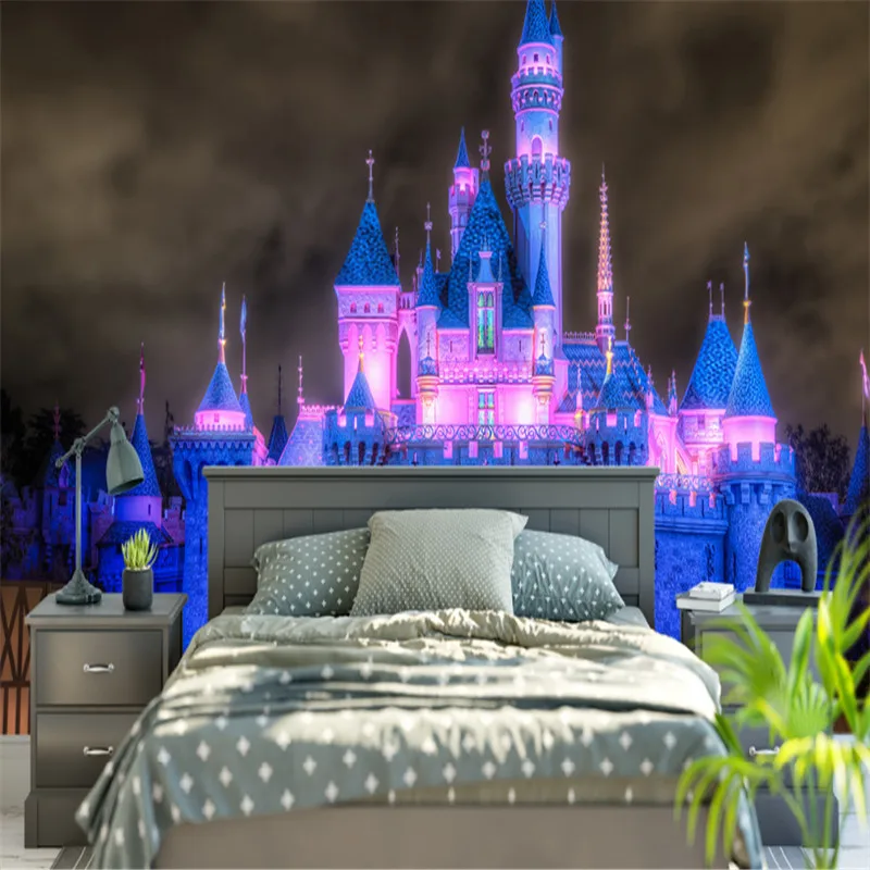 

custom modern HD 3d photo wallpaper wall 3d murals wallpaper lighting night scene fairytale castle background wall home decor