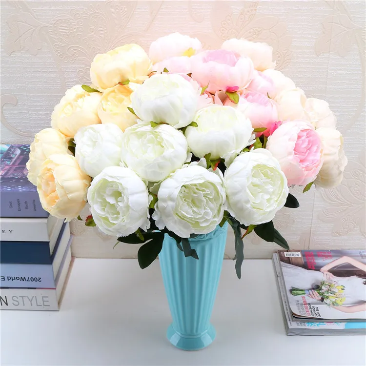 7 heads/bunch Artificial Peony Flowers for Wedding Bouquet Fake Flower for Home Garden Party Decoration DIY Bride Wreath Garland