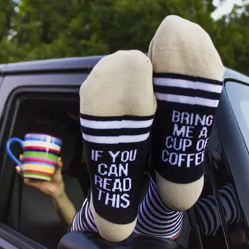 

Hot Unisex Wine Socks If You Can Read This Bring Me a Cup of Coffee Women Sock