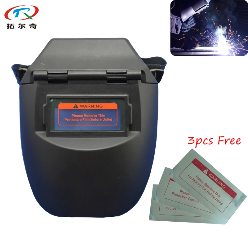 

Tig Welding Mask Comfortable Sweatband Auto Darkening Welding Helmet with 3pcs Lens 90*32mm PP Welding Equipment TRQ-FP01-1100
