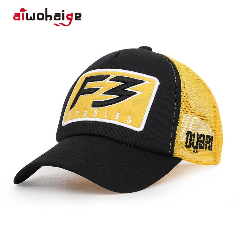 

2019 New Fashion Men Women F3 Baseball Cap Cotton Embroidered Casual Mesh Hats Summer Sports Outdoor Snapback Streetwear Bone