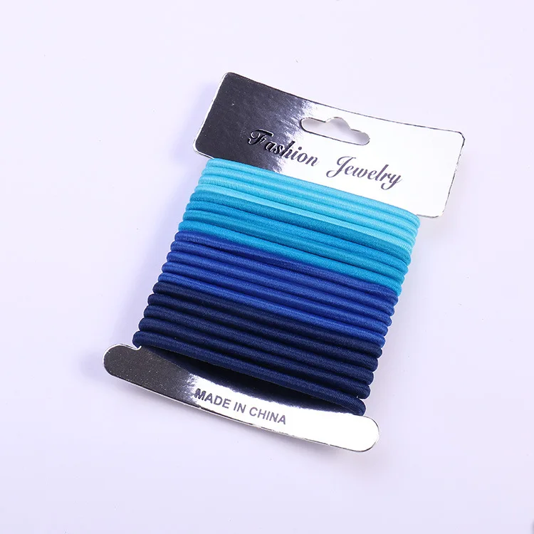 18PCS Hair Rope For Girls Gradient Color Hair Ring High Elastic Seamless Rubber Band Head Rope Silver Card Suit G0409