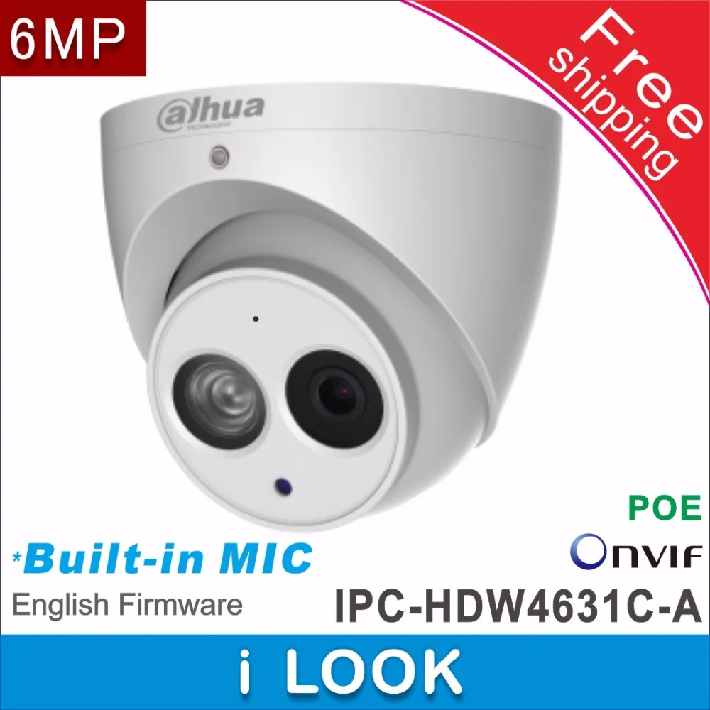 

Free shipping Dahua Support POE network IP Camera cctv IPC-HDW4631C-A replace IPC-HDW1531S Built-in MIC HD 6MP Dome Camera