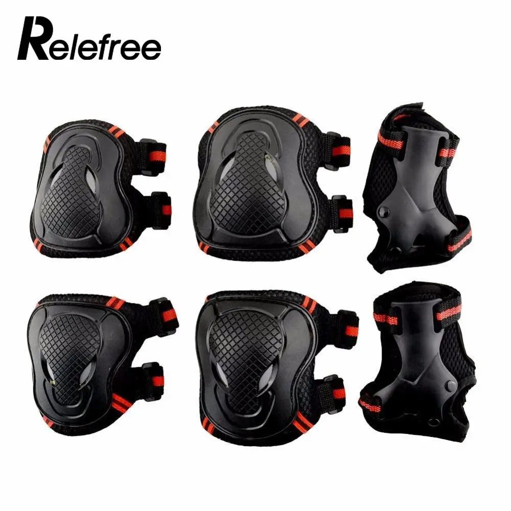 Relefree 6 قطعة/المجموعة الكبار زلاجات دوارة المعصم الركبة الكوع مجموعة حامي نيبادس حماية الرياضة أداة الحماية الكهربائية