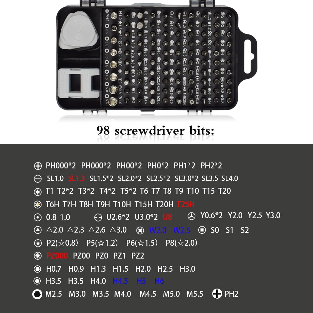 115 шт. Набор прецизионных отверток NEWACALOX Torx/Phillips/Hex мини-отвертка для ремонта телефонов, ручных инструментов, набор отверток