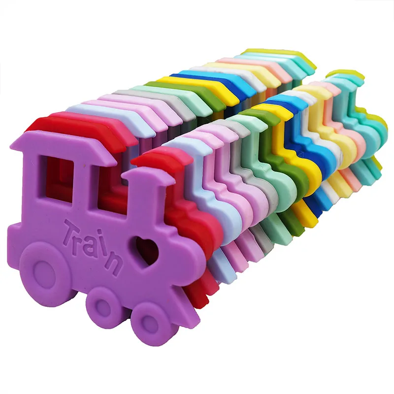 

Chenkai 10PCS Silicone Train Teether DIY Cartoon Baby Pacifier Dummy Teething Jewelry Sensory Toy Gift