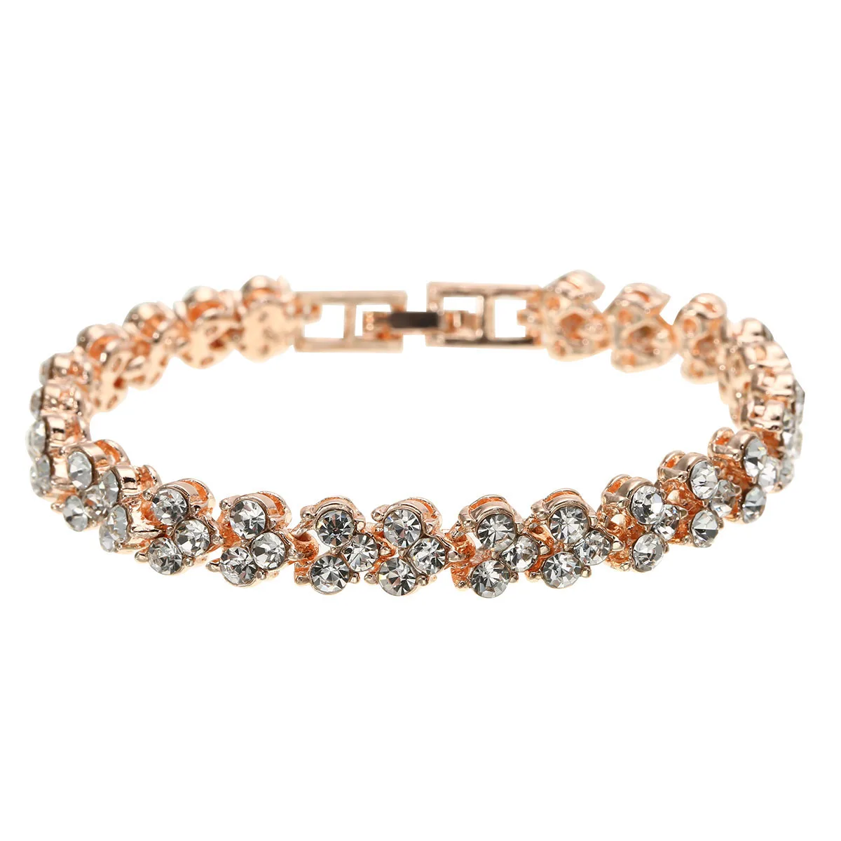 Rose Gold Очаровательные элегантные романтические браслеты женские Роскошные Сияющий циркон горный хрусталь кристалл браслет Женская мода Подарочное кольцо - Окраска металла: Rose Gold