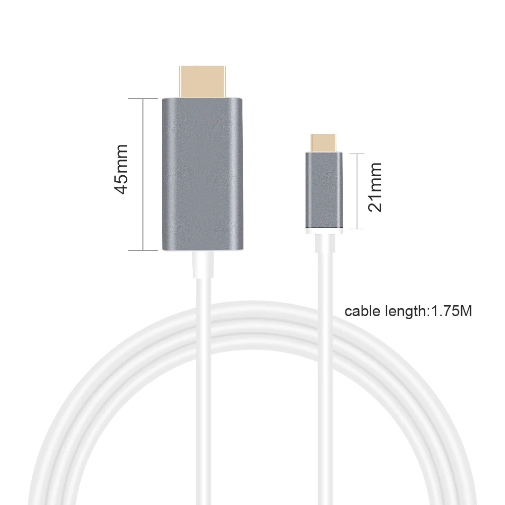 1,8 м usb type C к HDMI 4K кабель адаптер Thunderbolt 3 для Macbook Air Pro / huawei samsung S8 ChromeBook USB-C HDMI