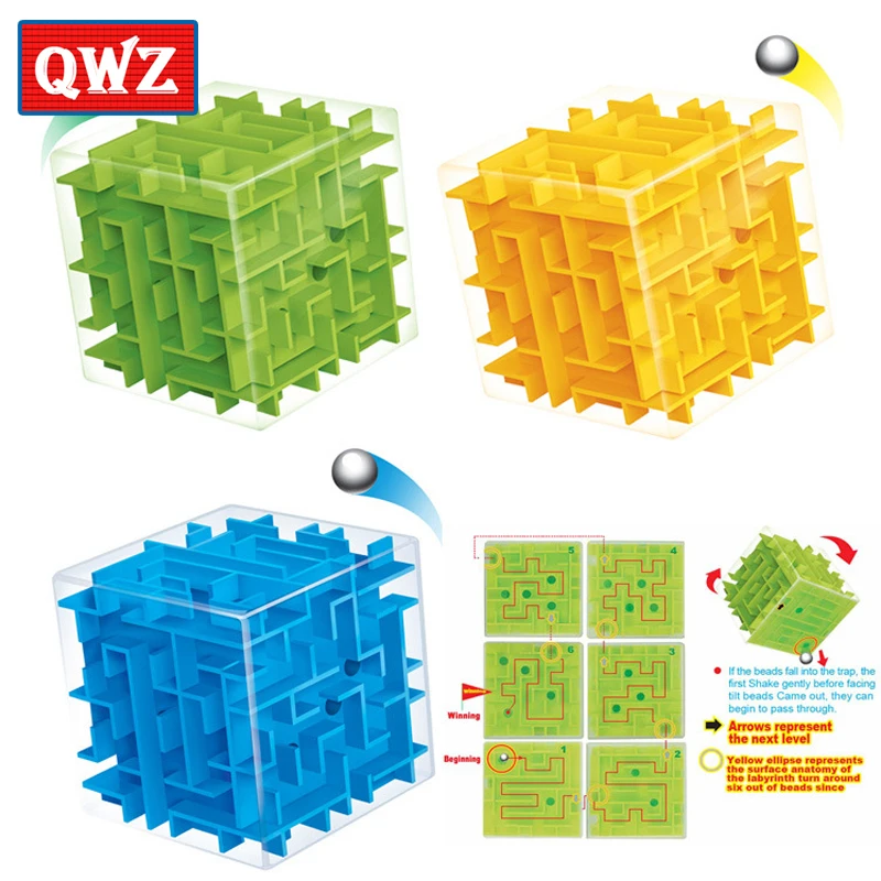 

QWZ 8*8*8cm 3D Maze Magic Cube Puzzle Speed Cube Puzzle Game Labyrinth Ball Toys Cubos Magicos Maze Ball Games Educational Toys