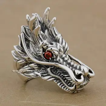 

Huge & Heavy 925 Sterling Silver Red CZ Eyes Dragon Mens Biker Rock Punk Ring 9D010 US Size 8 to 15