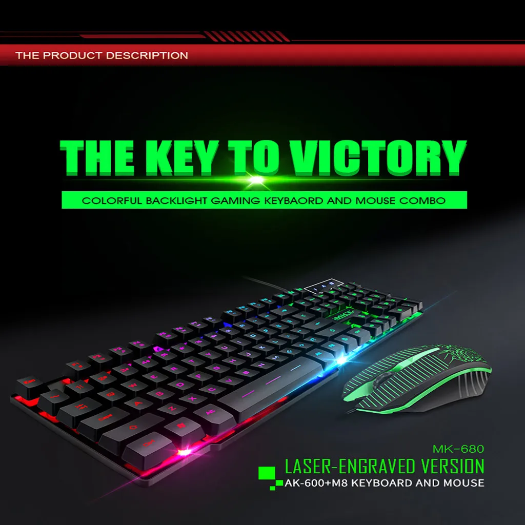 

keyboard 2019 IMICE MK-680 Desktop Notebook Floating Keycap Backlit Gaming Mouse And Keyboard Laptop / PC Features LOL