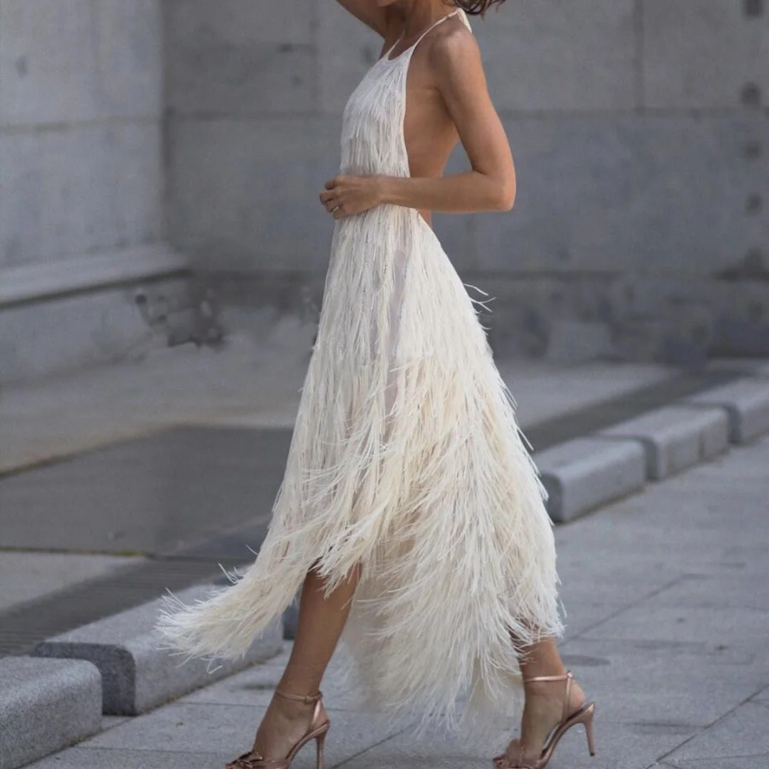 BacklalkeGirls 2020 New Style Sexy Open Back Cocktail Dresses Sleeveless With Tassel A Line For Night Club Party | Свадьбы и