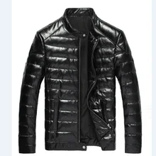 YR!. Красивая повседневная куртка из натуральной кожи. 90% белая куртка из овечьей кожи на утином пуху. Зимняя теплая кожаная куртка