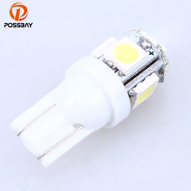 POSSBAY 5XSMD 5050 Car LED White Light Bulbs Direct Replacement For All