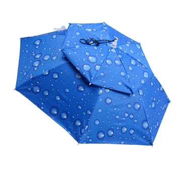 

Fishing Umbrella Hat Wearing Cap Sunscreen Windproof Rainproof Double Sunshade Umbrella Hat Folding Head Outdoor Fishing
