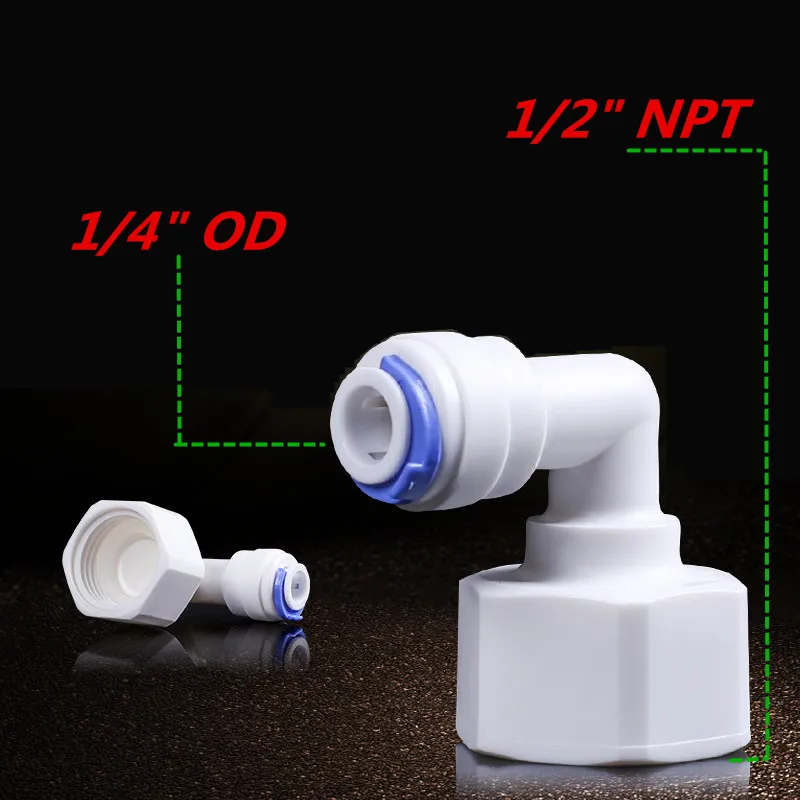 

1/4" Hose Connection 1/2" NPT Female Elbow Quick Fittings For RO Water Reverse Osmosis Aquarium System Fittings