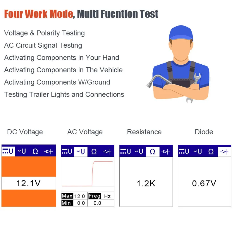 KZYEE KM10 12 В PowerScan OBD2 тестер цепи автомобиля OBD Автомобильный диагностический инструмент Электрическая система тестер напряжения тока тестер